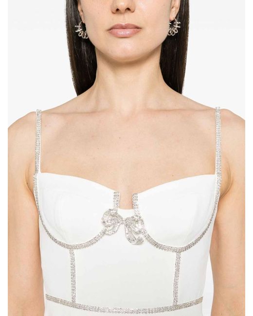 Self-Portrait White Crystal-embellished Midi Dress