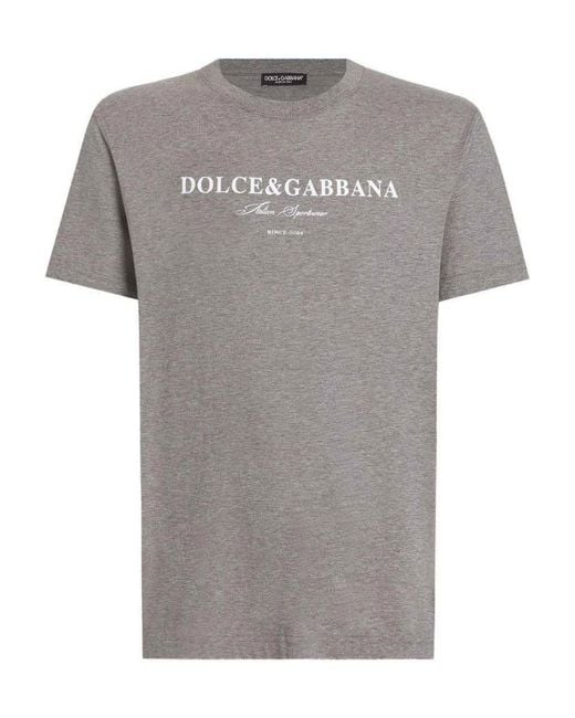 Dolce & Gabbana Gray Logo Cotton T-Shirt for men