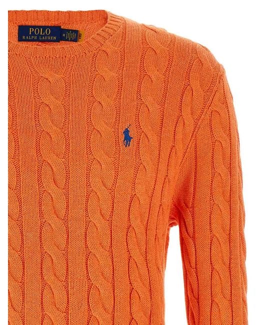 Polo Ralph Lauren Orange Cotton Braided Sweater for men