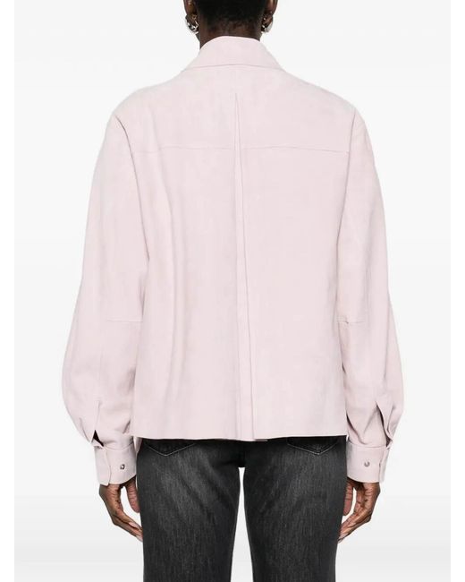 Desa Nineteenseventytwo Pink Leather Shirt Jacket