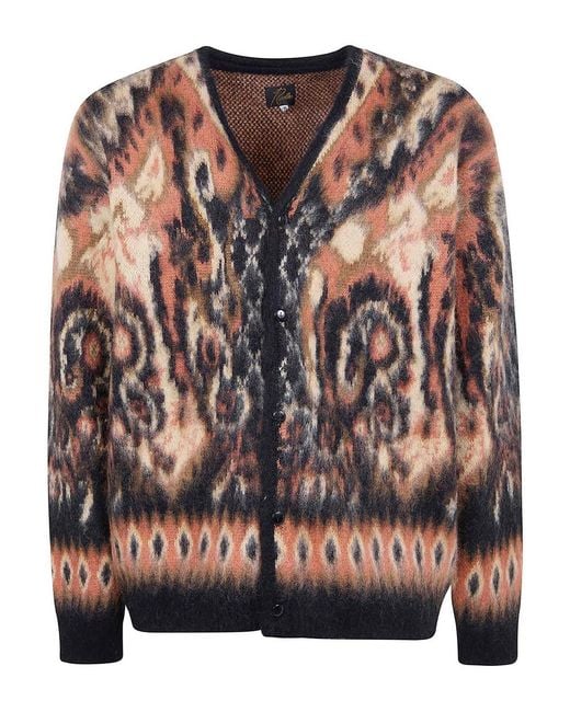 Needles Brown Mohair Paisley Cardigan for men