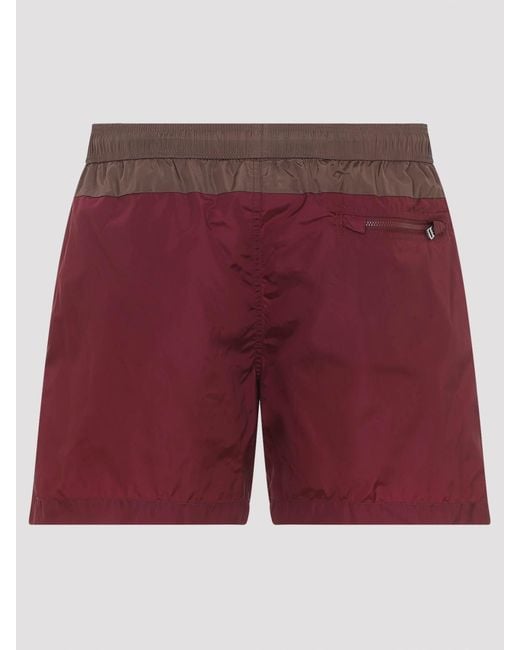 Moncler Red Polyamide Swim Shorts for men