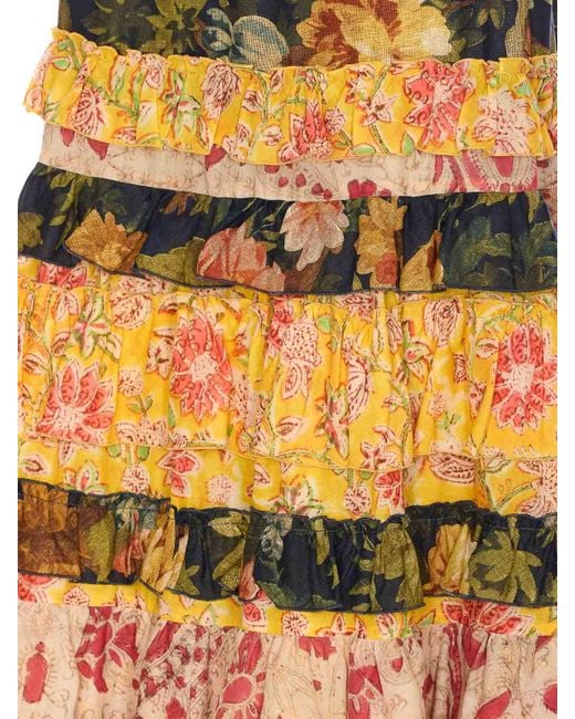 Valentino Garavani Yellow Apres Lhiver Macro Flower Skirt
