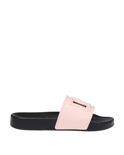 Dolce & Gabbana White Slippers And Clogs Rubber Pink Nude Pink