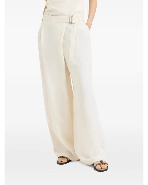 Brunello Cucinelli White Twill Wrap Trousers