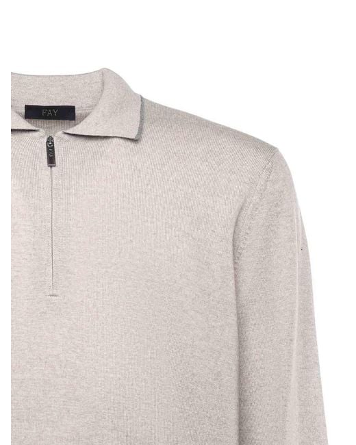 Fay White Wool Polo for men