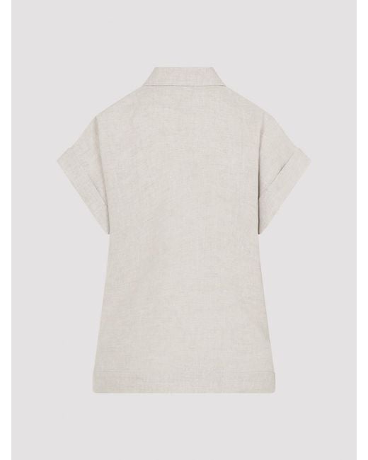Peserico White Linen Short Sleeves Shirt