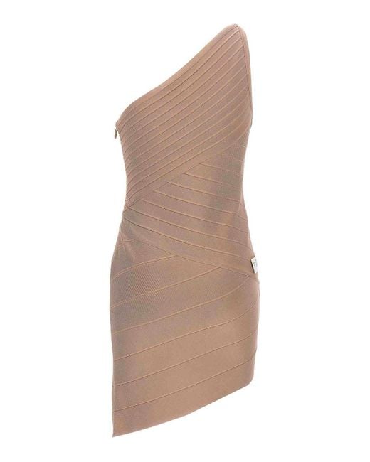 Hervé Léger Natural Icon Asymmetrical Dress