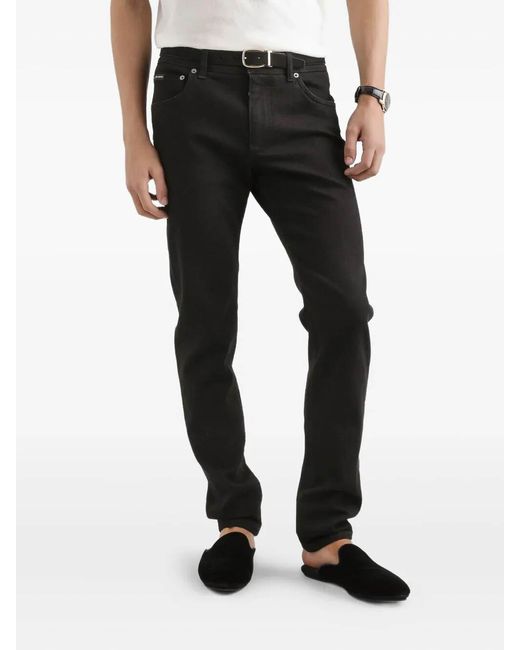 Dolce & Gabbana Black Logo Plaque Jeans for men