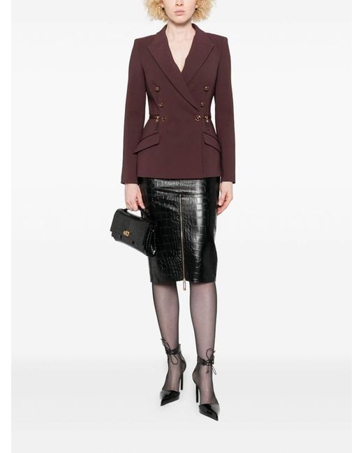 Elisabetta Franchi Purple Double-Breasted Burgundy Jacket With Structured Shoulders