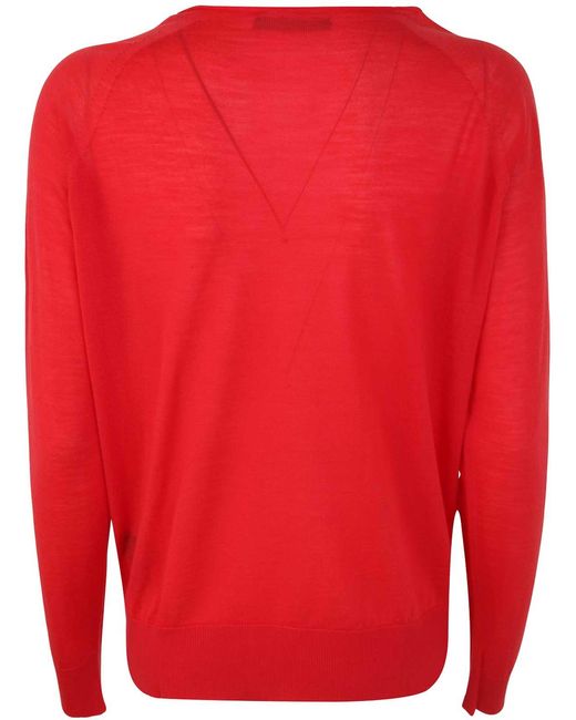 Nuur Red Boat Neck Sweater