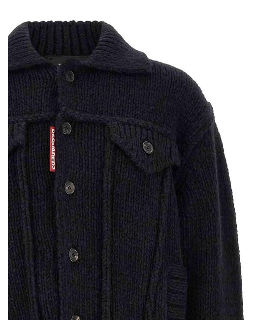 DSquared² Blue Logo Patch Cardigan for men