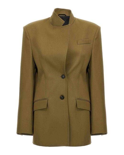 The Attico Green Maxi Shoulder Strap Blazer
