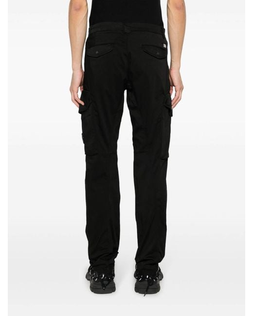 C P Company Black Cotton Cargo Trousers for men