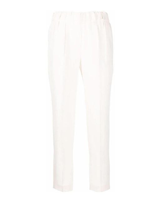 Brunello Cucinelli White Pull On Trousers