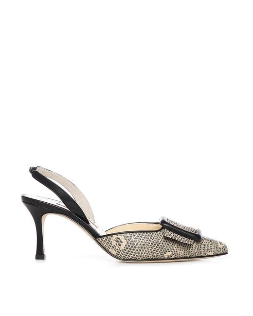 Manolo Blahnik Metallic Maisalebi Lizard Print Pump