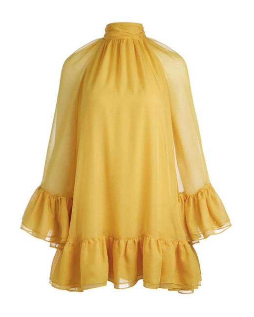 Alice + Olivia Yellow Chiffon Model Dress