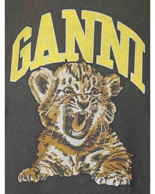 Ganni Gray Long-Sleeved T-Shirt