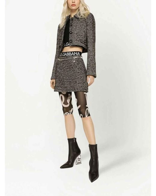 Dolce & Gabbana Gray Mid-Waisted Tweed Mini Skirt