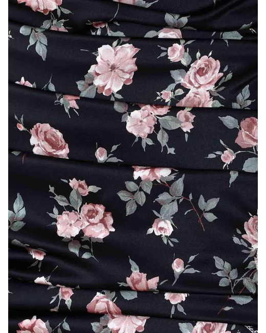 Dolce & Gabbana Black Dolce&Gabbana Vintage Rose Print Draped Dress