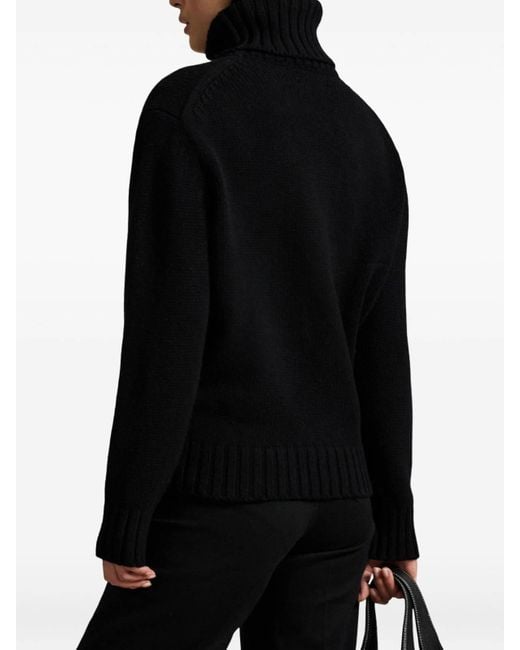 Polo Ralph Lauren Black Contrasting Graphic Wool Turtleneck Sweater