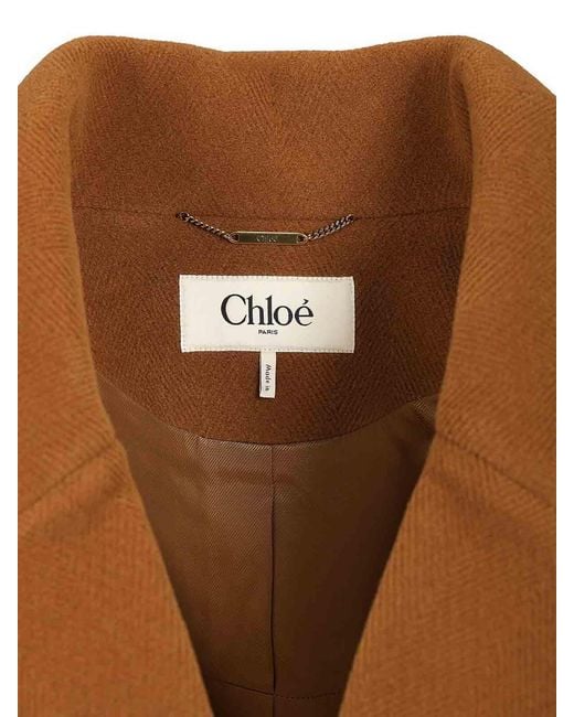 Chloé Brown Short Double-Breasted Wool Coat
