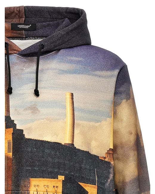 Undercover Gray All-Over Print Hoodie With Embroidered Logo for men
