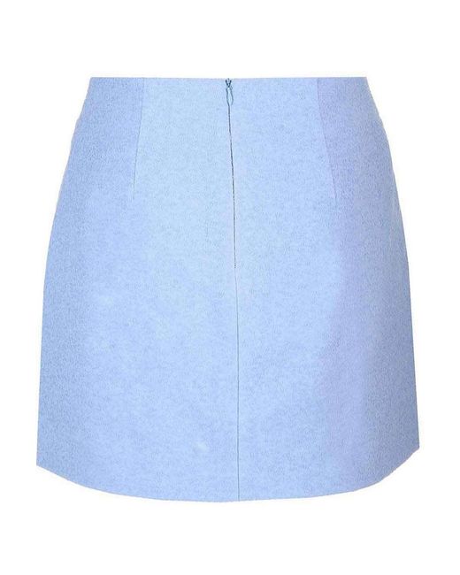 Patou Blue Stretch Tweed Mini Skirt