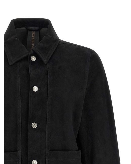 Giorgio Brato Black Fiore Suede Jacket for men
