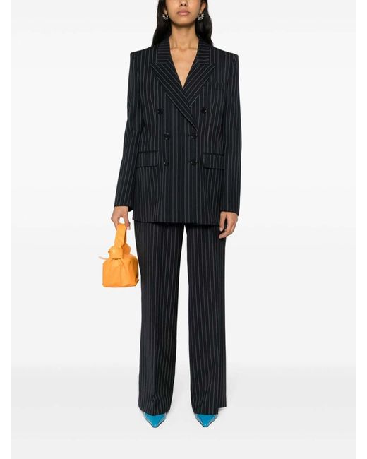 MSGM Black Pinstripe Pattern Trousers