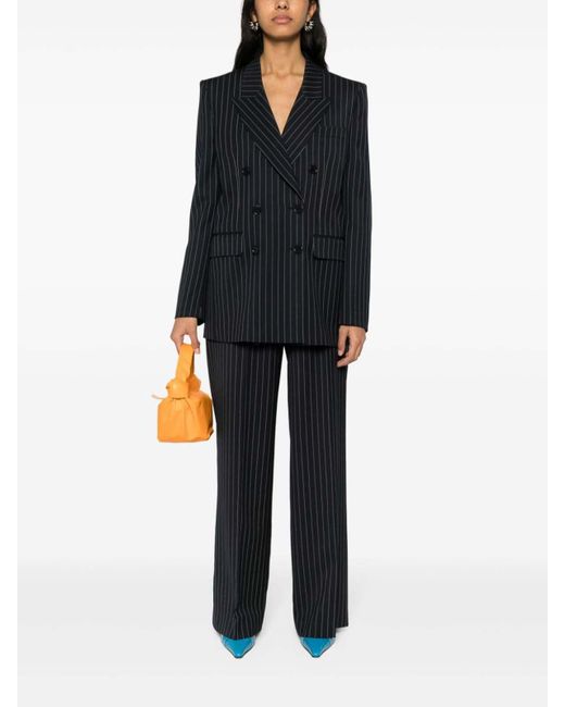 MSGM Black Pinstripe Pattern Trousers