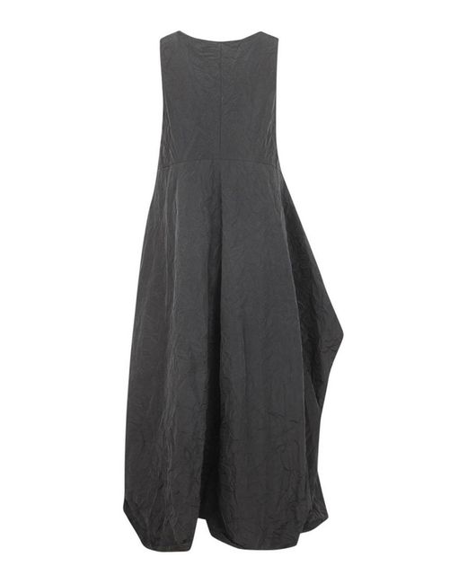 Maria Calderara Blue Marionetta Crinkled Opaque Taffeta Long Dress