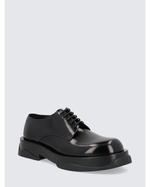 Jil Sander Black Lace-up Shoe In Brushed Leather for men