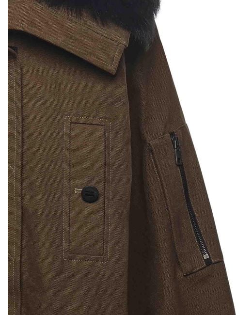 Dolce & Gabbana Green Long Down Jacket With Fur Trim
