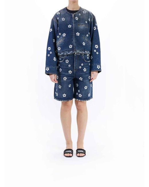 Marc Jacobs Blue Sequin Daisy Cropped Jacket