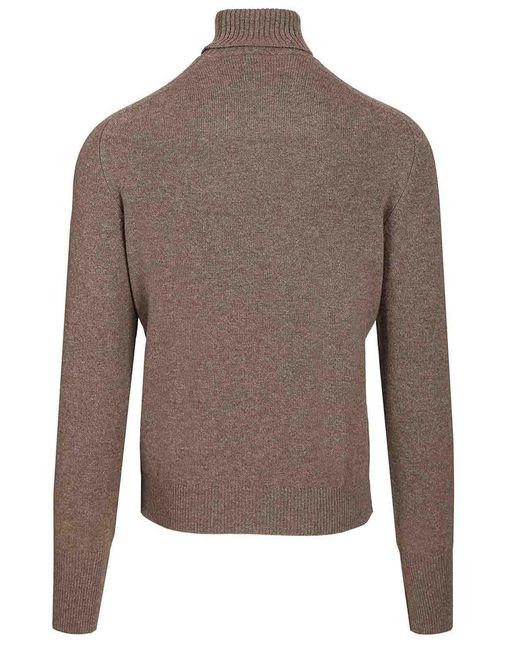 Fedeli Brown High Neck Sweater for men