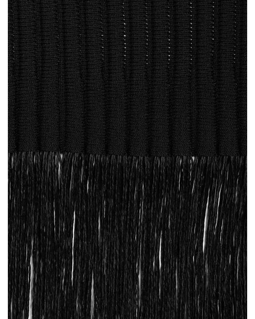 Alaïa Black Tubular Skirt With Fringes
