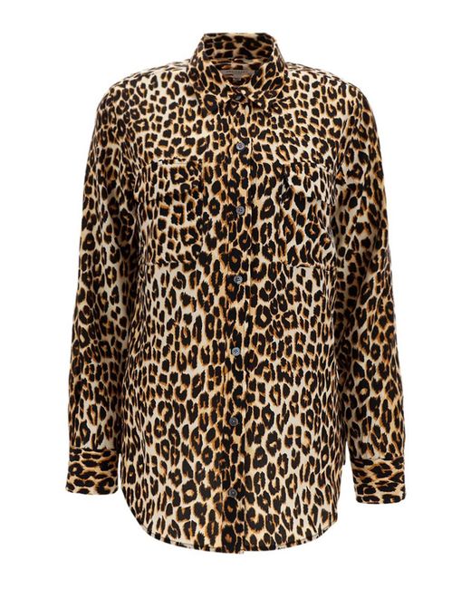 Equipment Black Leo Print Silk Shirt
