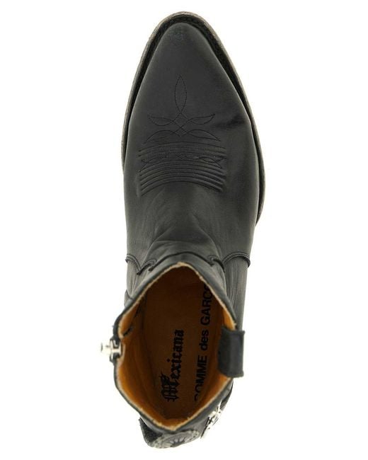 Comme des Garçons Black Embroidered Pointed Toe Boots