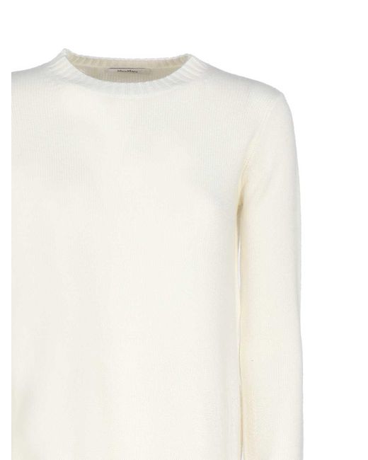 Max Mara White Selina Cashmere Sweater