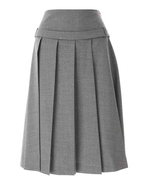 Vivetta Gray Light Wool Pleated Skirt