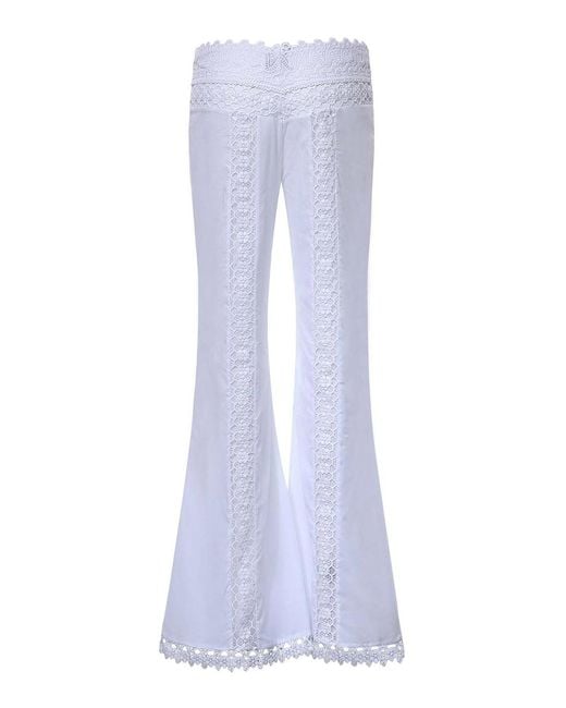Charo Ruiz Blue Vianora Cotton Voile And Lace Pants