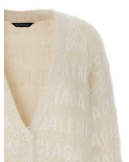 Balenciaga White Furry Cardigan