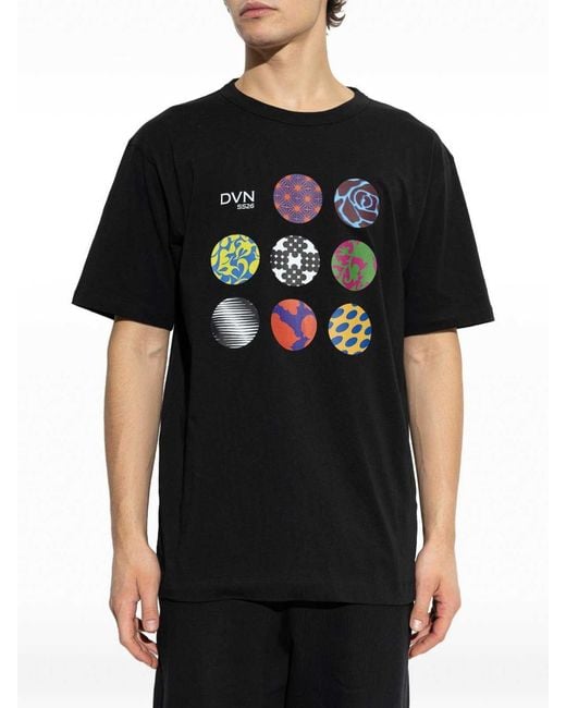 Dries Van Noten Black T-Shirt With Printed Logo for men