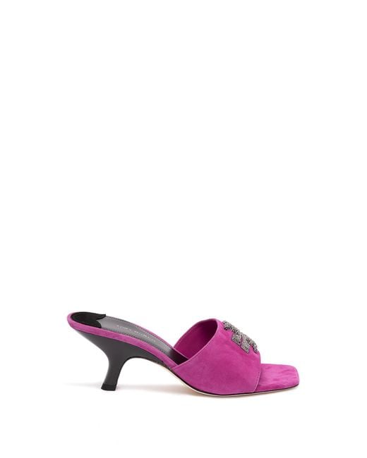 Tory Burch Pink Eleanor Pave Mule Sandals
