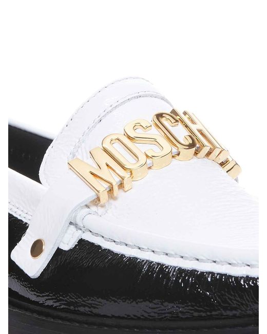 Moschino White College Two-tone Loafers