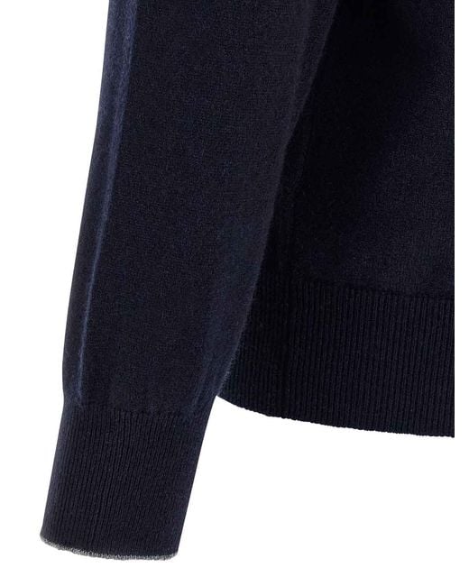 Brunello Cucinelli Blue Cashmere Polo Shirt for men