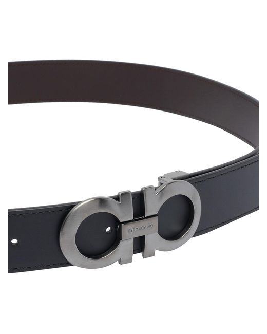 Ferragamo Black Reversible Gancini Belt for men