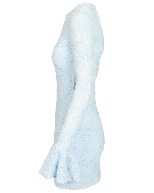 ROTATE BIRGER CHRISTENSEN Blue Mesh Mini Dress With Ruffles