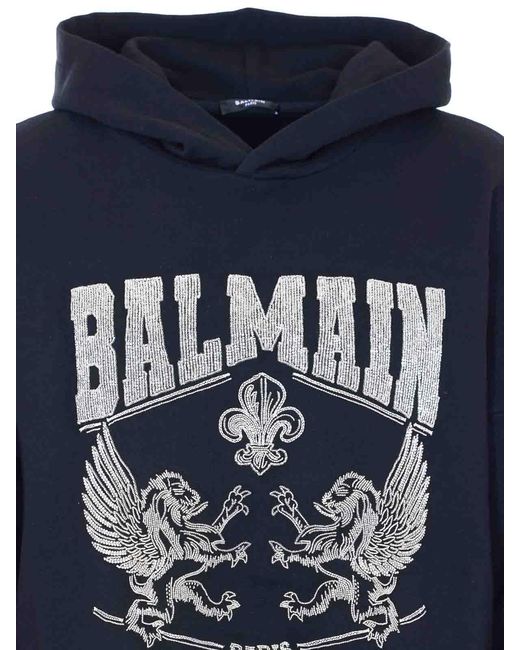Balmain Blue Crystal Hoodie for men